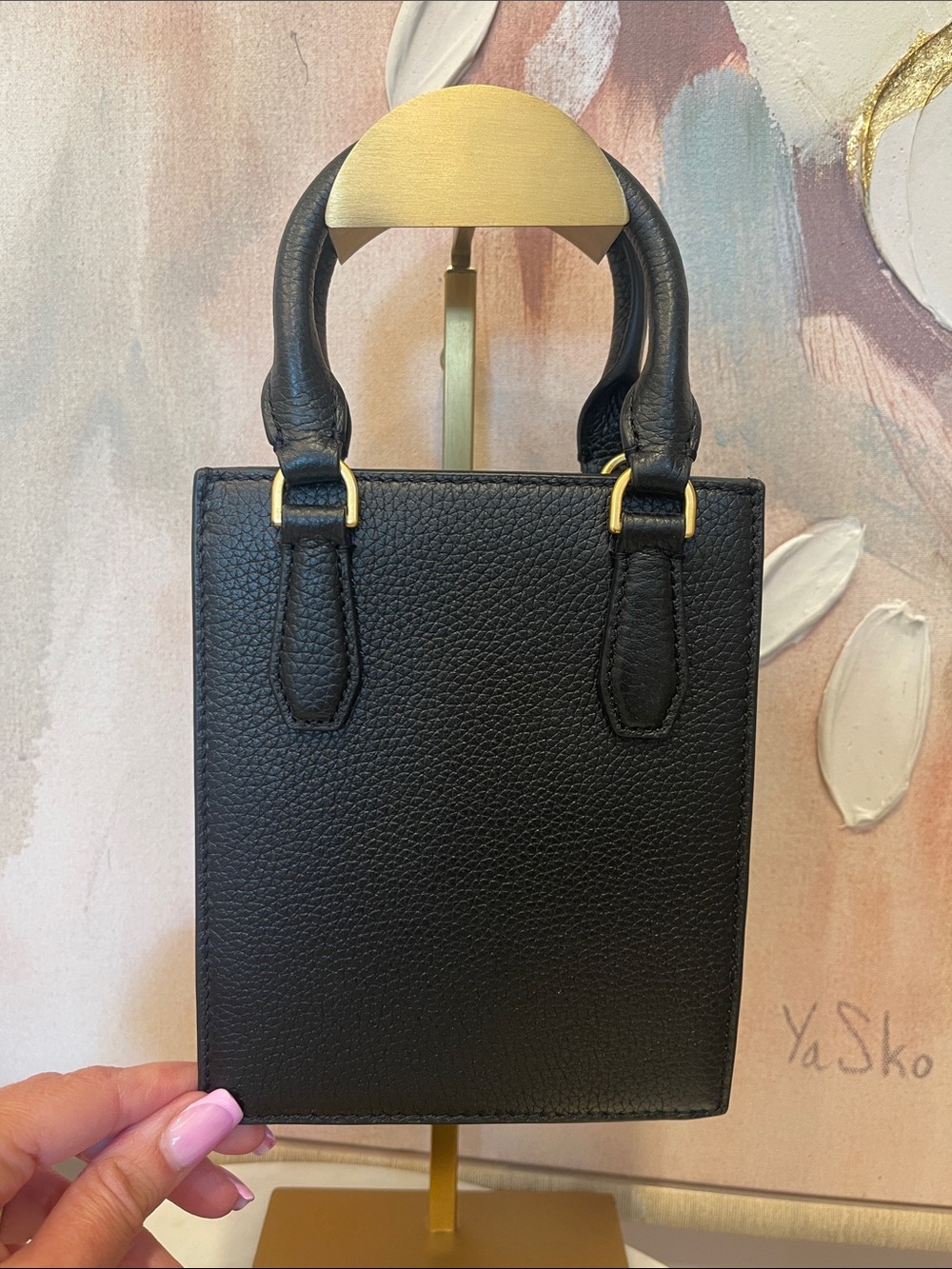 Tory Burch Black Mini Leather Tote with Gold Hardware - Picture 5 of 6